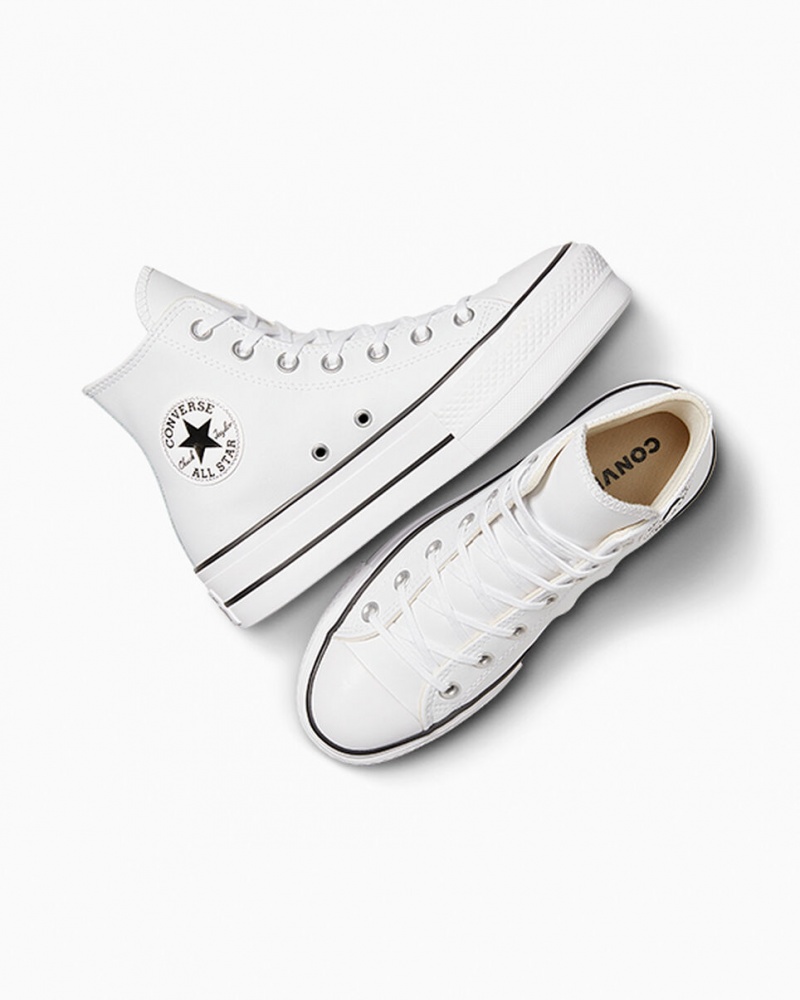 Converse Chuck Taylor All Star Lift Platform Leren Wit Zwart Wit | 290863HTE