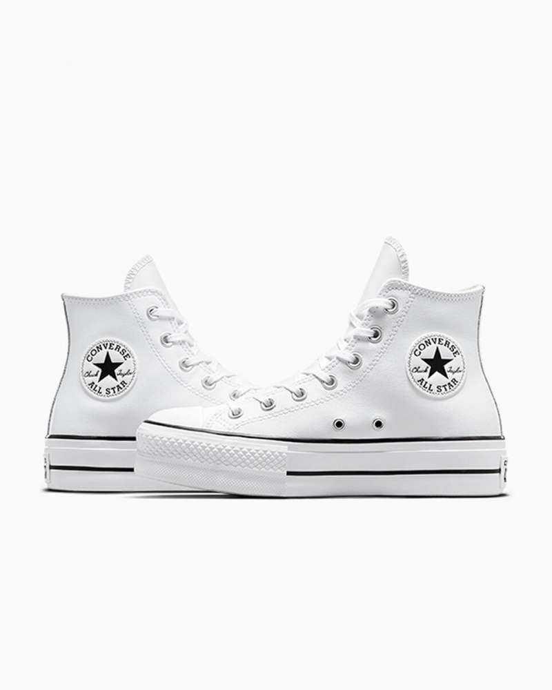 Converse Chuck Taylor All Star Lift Platform Leren Wit Zwart Wit | 290863HTE