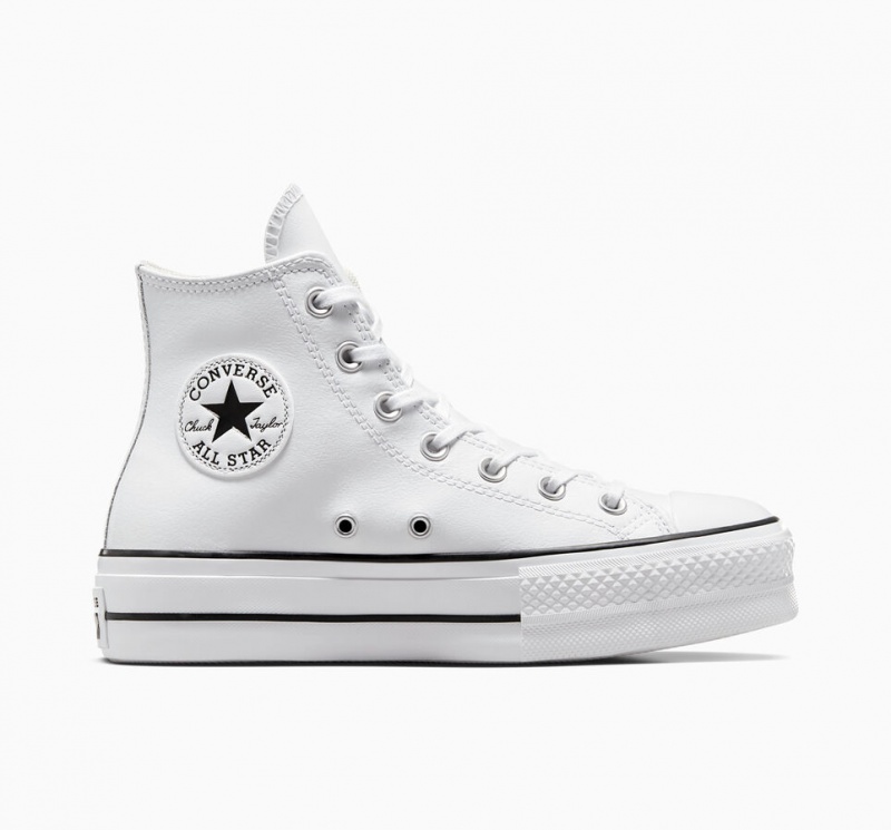 Converse Chuck Taylor All Star Lift Platform Leren Wit Zwart Wit | 290863HTE