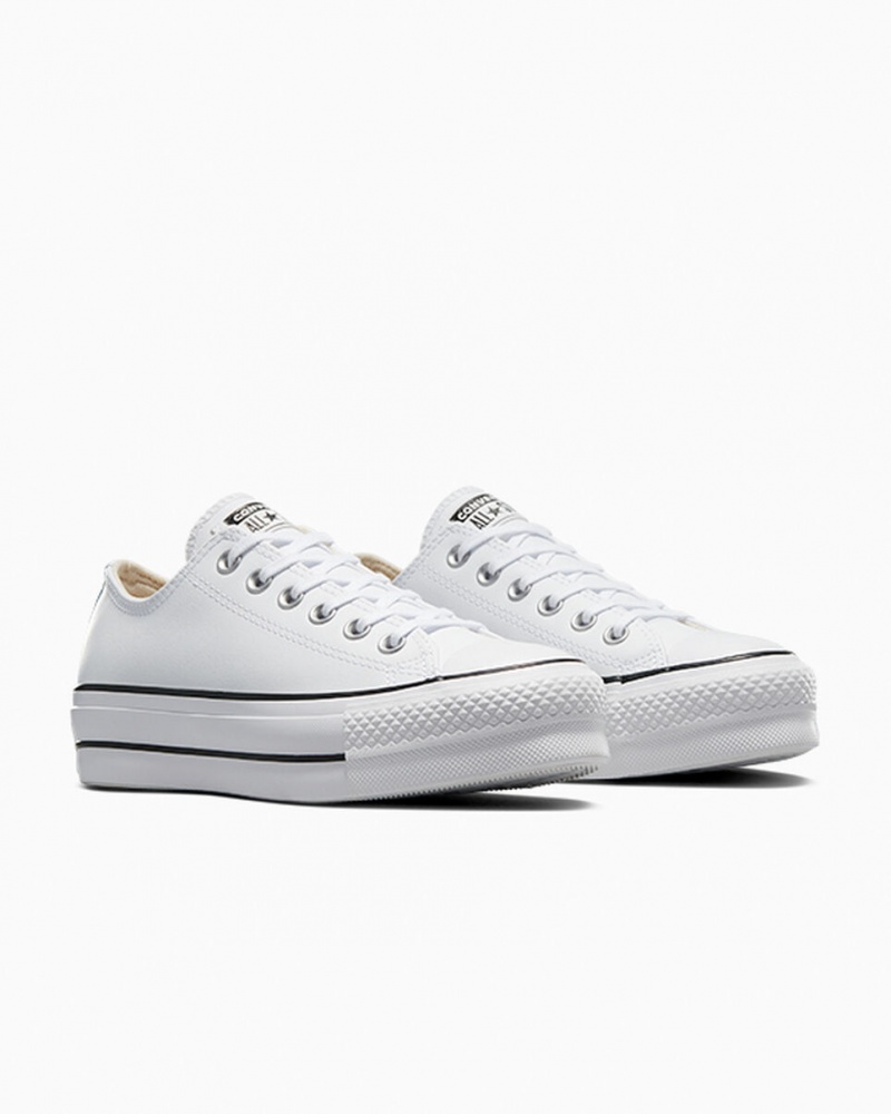 Converse Chuck Taylor All Star Lift Platform Leren Wit Zwart Wit | 039852JOW