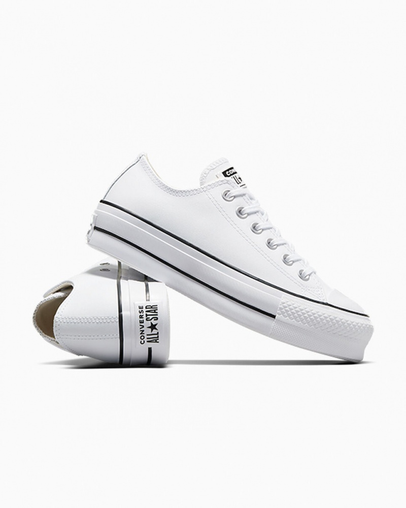 Converse Chuck Taylor All Star Lift Platform Leren Wit Zwart Wit | 039852JOW