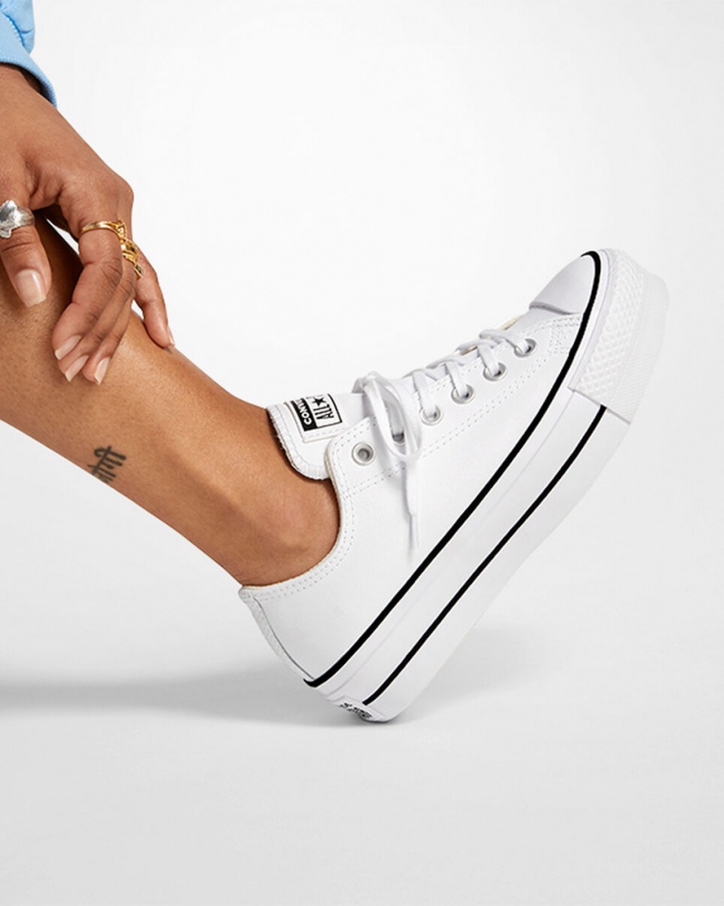 Converse Chuck Taylor All Star Lift Platform Leren Wit Zwart Wit | 039852JOW