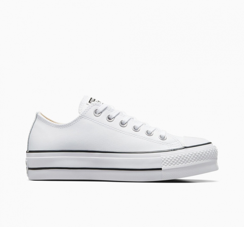 Converse Chuck Taylor All Star Lift Platform Leren Wit Zwart Wit | 039852JOW