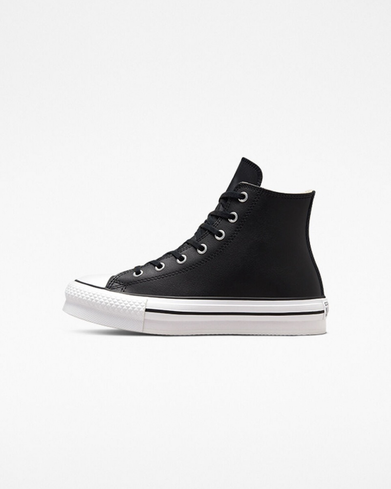 Converse Chuck Taylor All Star Lift Platform Leren Zwart Wit | 214397OJK