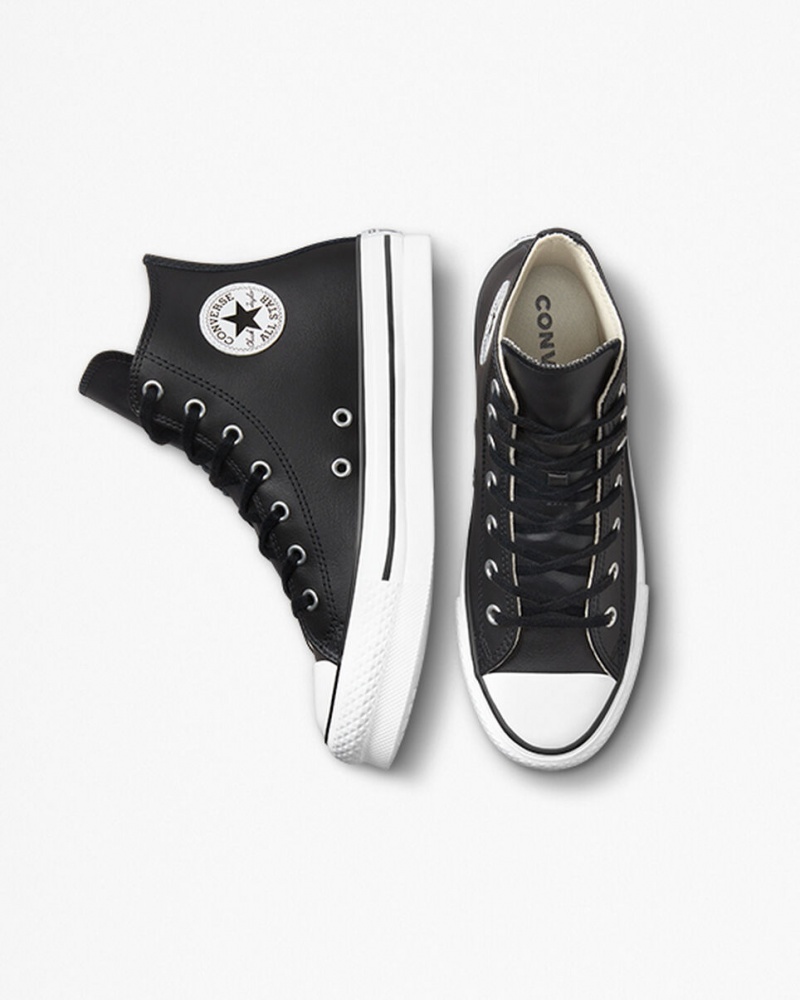 Converse Chuck Taylor All Star Lift Platform Leren Zwart Wit | 214397OJK