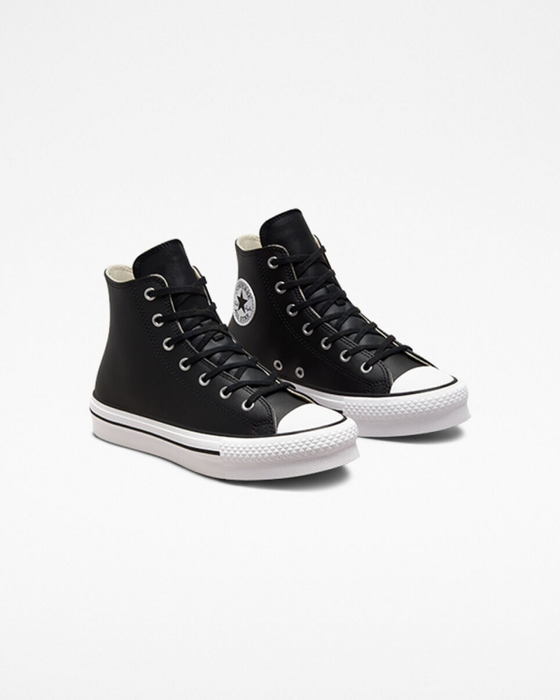 Converse Chuck Taylor All Star Lift Platform Leren Zwart Wit | 214397OJK