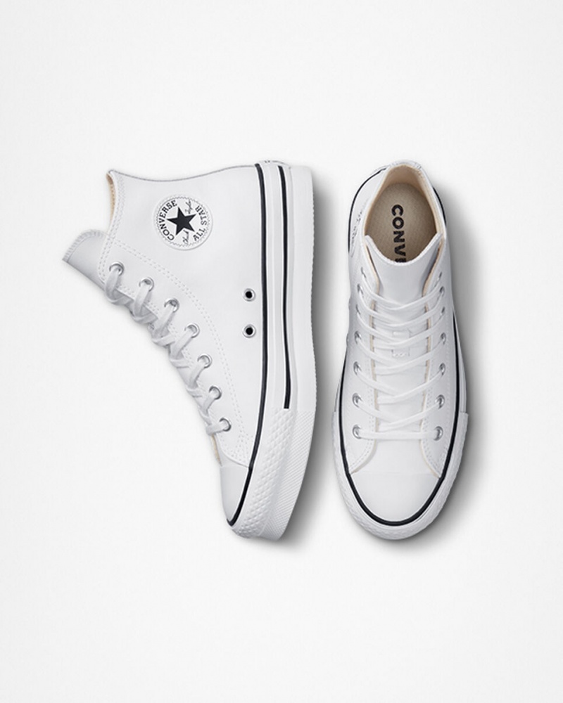 Converse Chuck Taylor All Star Lift Platform Leren Wit Zwart | 427310UCS