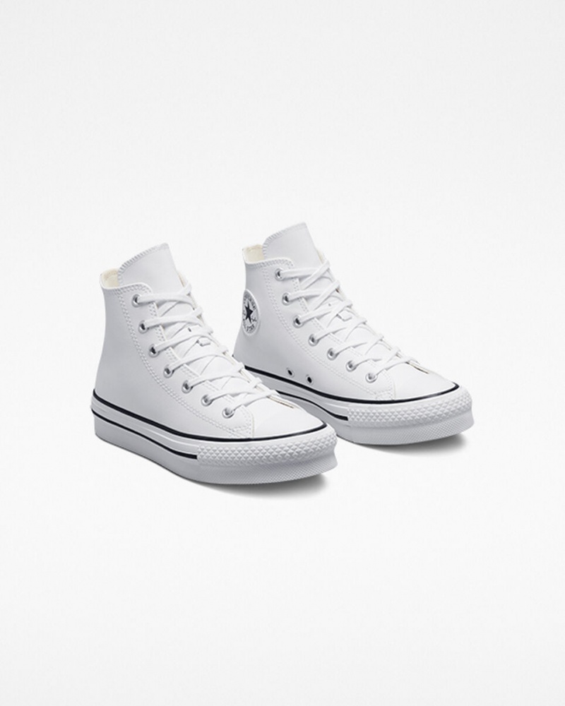 Converse Chuck Taylor All Star Lift Platform Leren Wit Zwart | 427310UCS