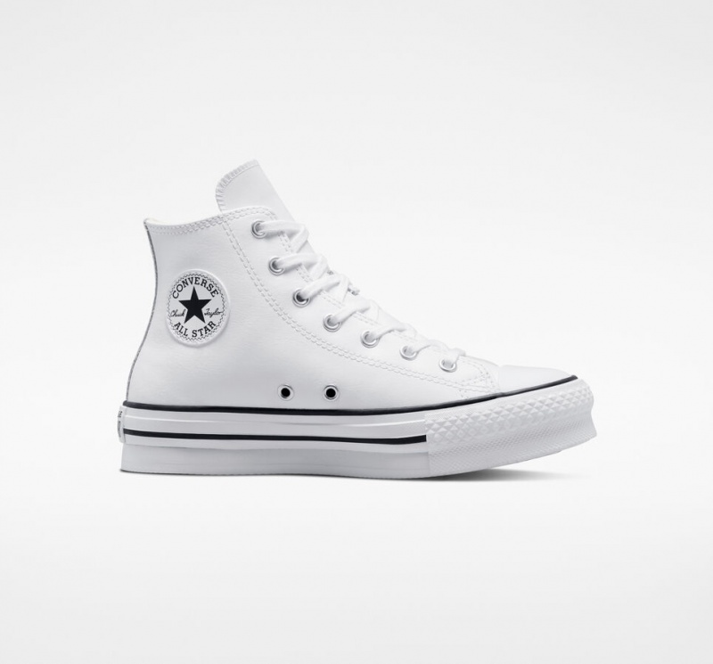 Converse Chuck Taylor All Star Lift Platform Leren Wit Zwart | 356128YGL