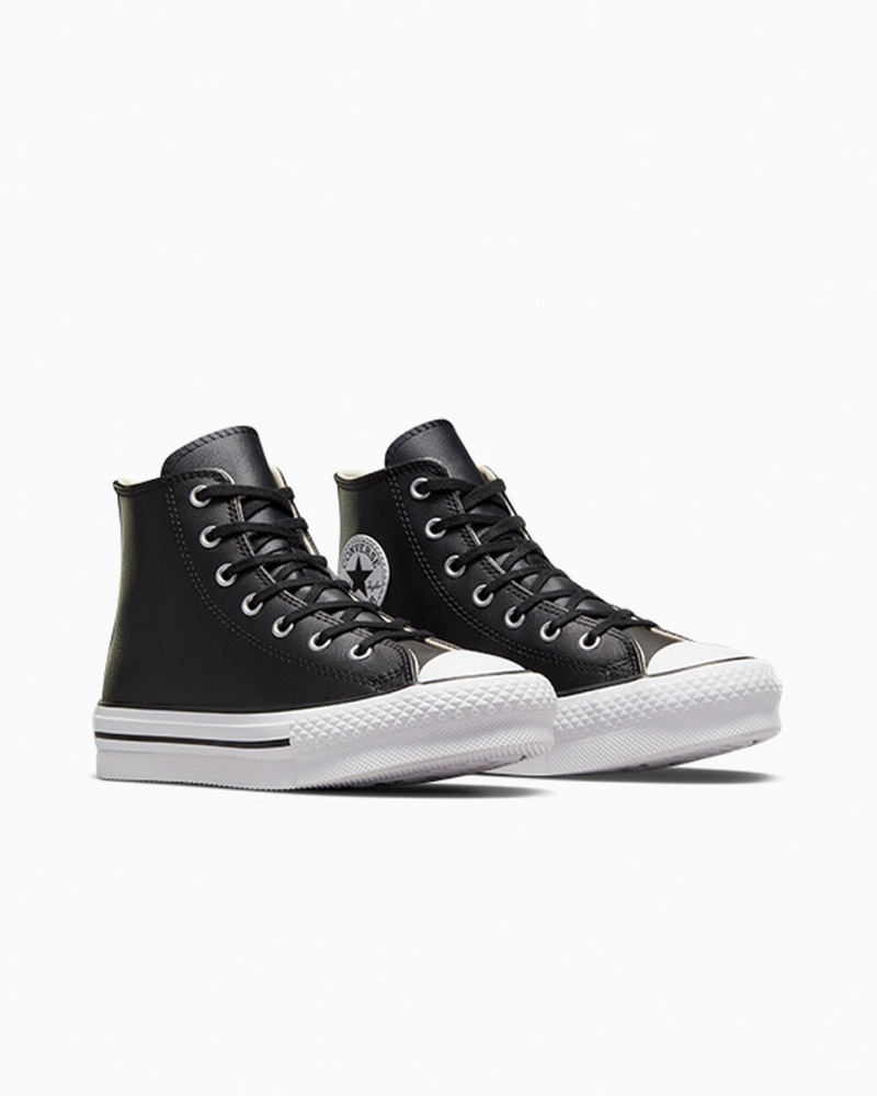 Converse Chuck Taylor All Star Lift Platform Leren Zwart Wit | 693725IPK