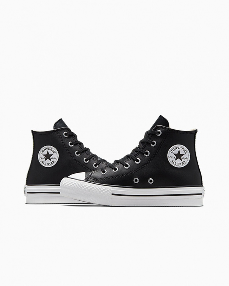 Converse Chuck Taylor All Star Lift Platform Leren Zwart Wit | 693725IPK