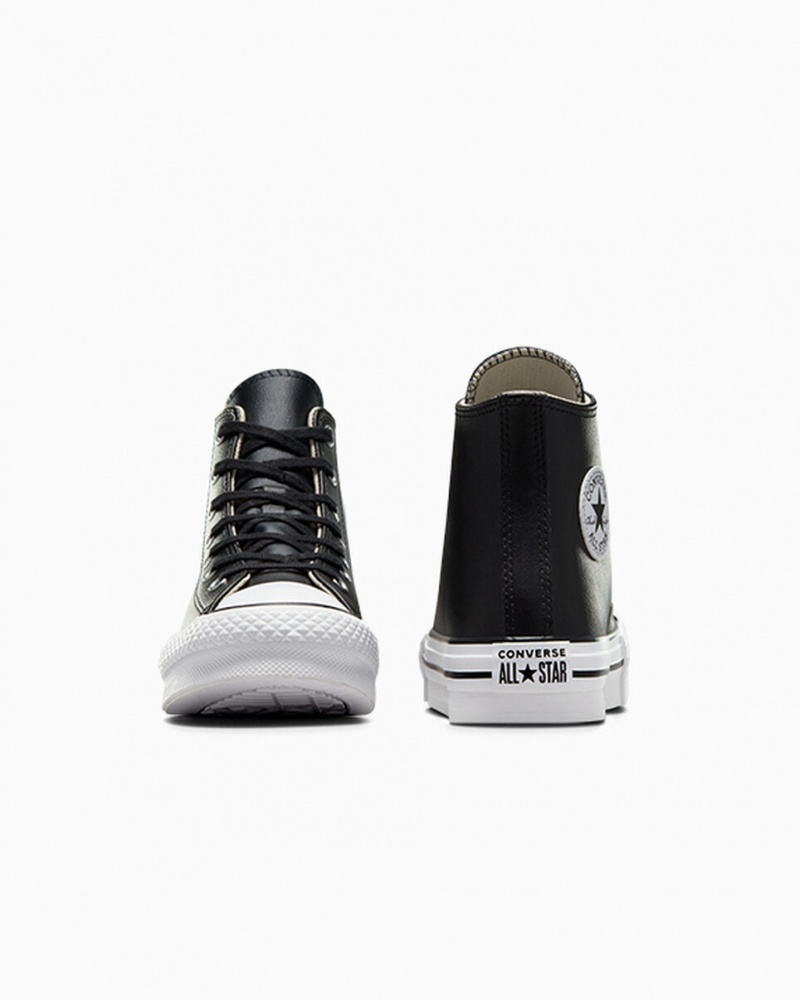 Converse Chuck Taylor All Star Lift Platform Leren Zwart Wit | 693725IPK