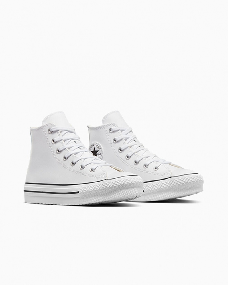 Converse Chuck Taylor All Star Lift Platform Leren Wit Zwart | 365847AZB