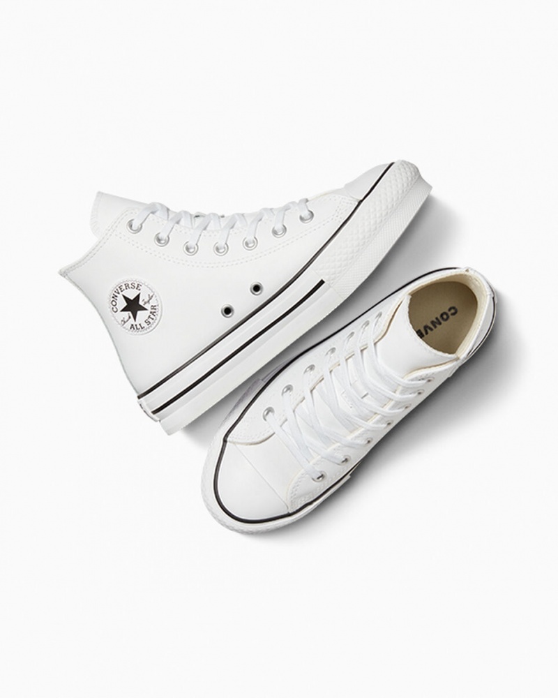 Converse Chuck Taylor All Star Lift Platform Leren Wit Zwart | 365847AZB