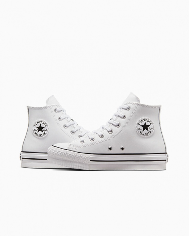 Converse Chuck Taylor All Star Lift Platform Leren Wit Zwart | 365847AZB