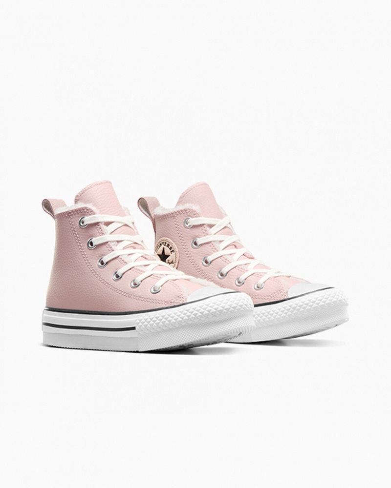 Converse Chuck Taylor All Star Lift Platform Leren & Faux Fur Roze Wit Zwart | 412063VHN