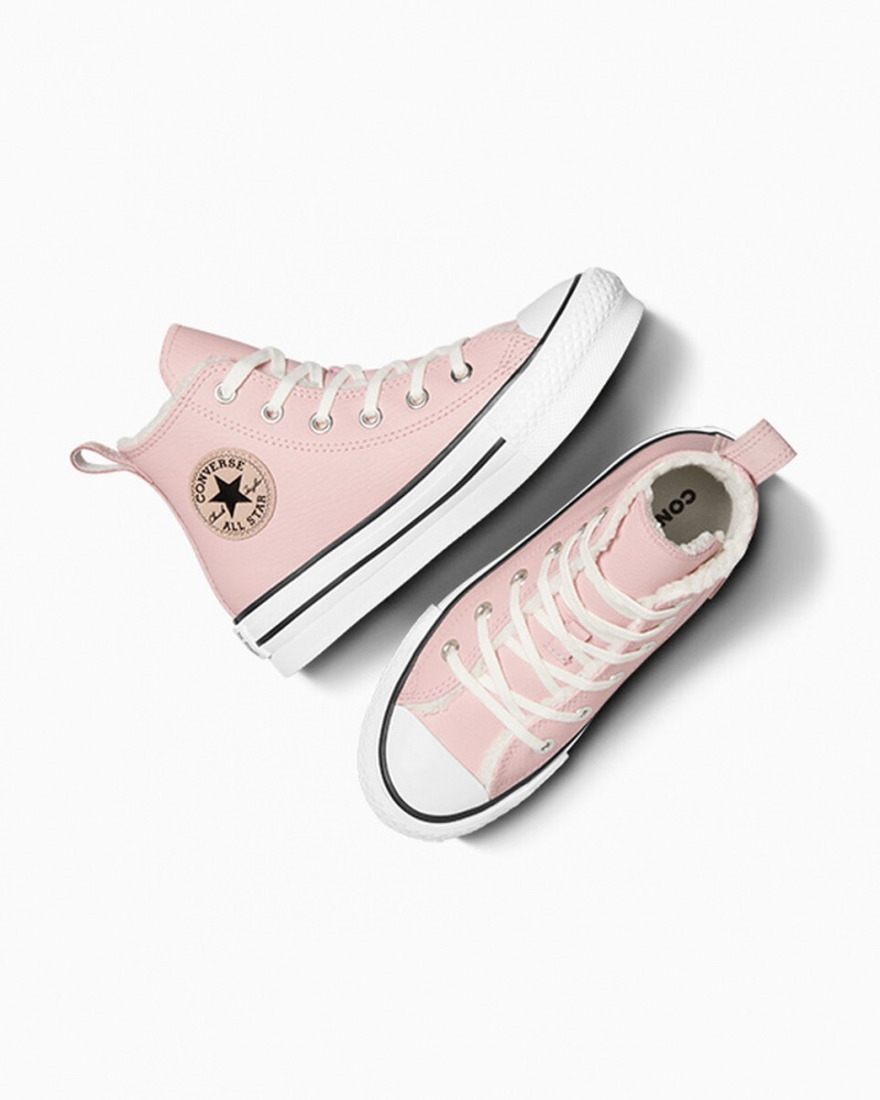 Converse Chuck Taylor All Star Lift Platform Leren & Faux Fur Roze Wit Zwart | 412063VHN