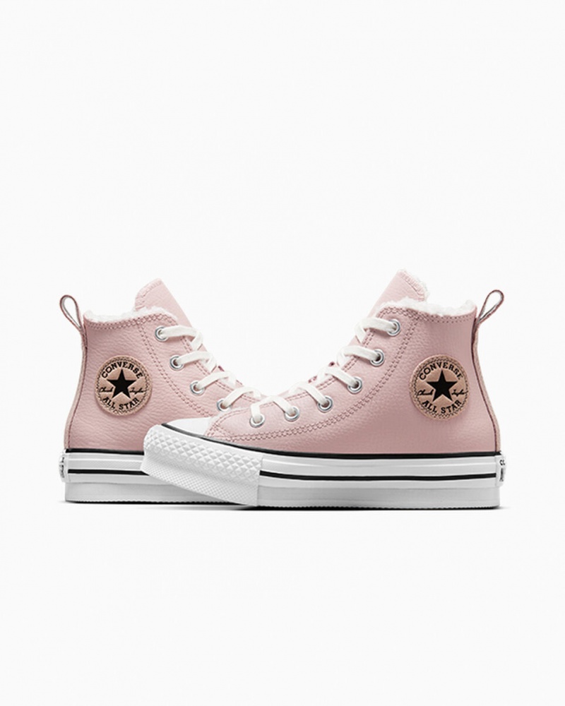 Converse Chuck Taylor All Star Lift Platform Leren & Faux Fur Roze Wit Zwart | 412063VHN