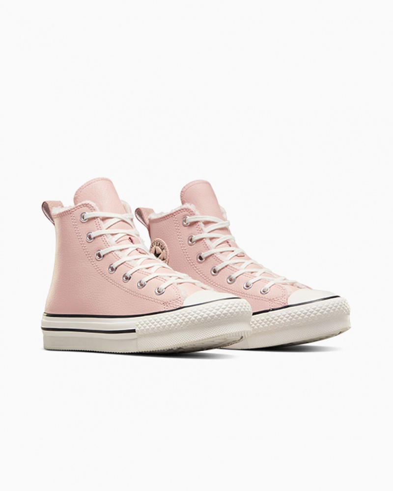 Converse Chuck Taylor All Star Lift Platform Leren & Sherpa Roze Wit Zwart | 985641EGY