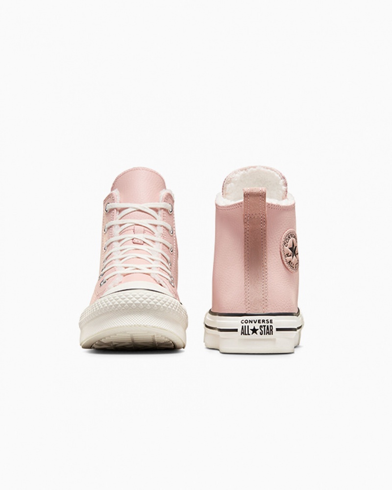 Converse Chuck Taylor All Star Lift Platform Leren & Sherpa Roze Wit Zwart | 985641EGY