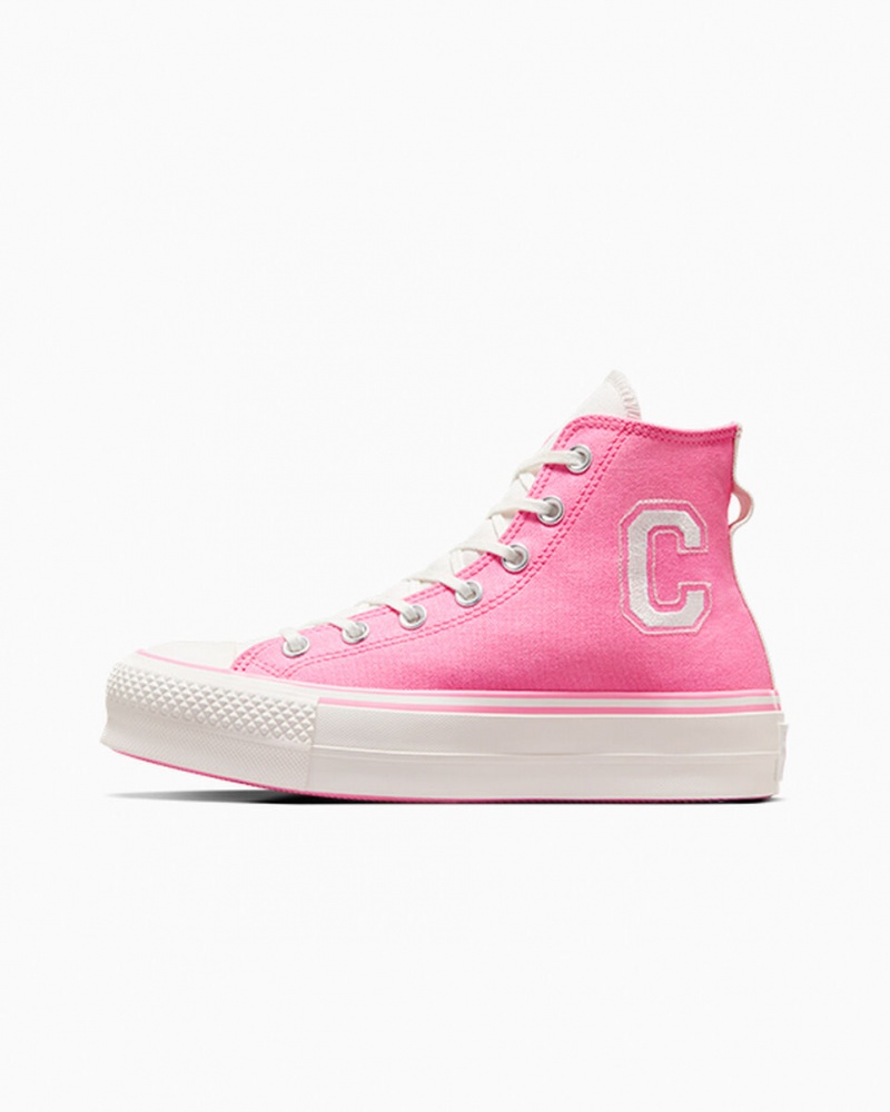 Converse Chuck Taylor All Star Lift Platform Retro Varsity Roze Roze | 597843FDC