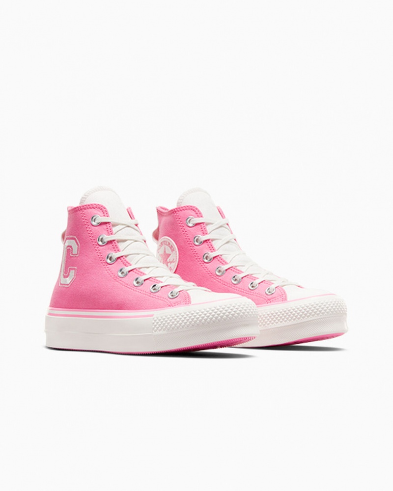 Converse Chuck Taylor All Star Lift Platform Retro Varsity Roze Roze | 597843FDC