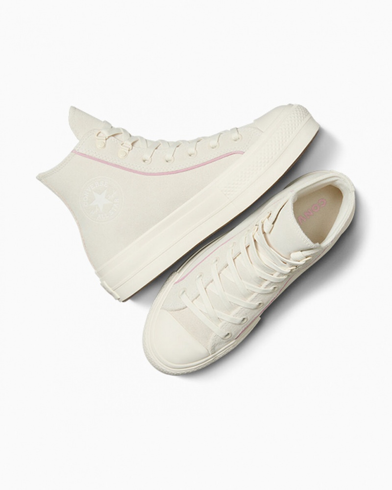 Converse Chuck Taylor All Star Lift Platform Suede Egret / Phantom Violet / Egret | 745192TMY