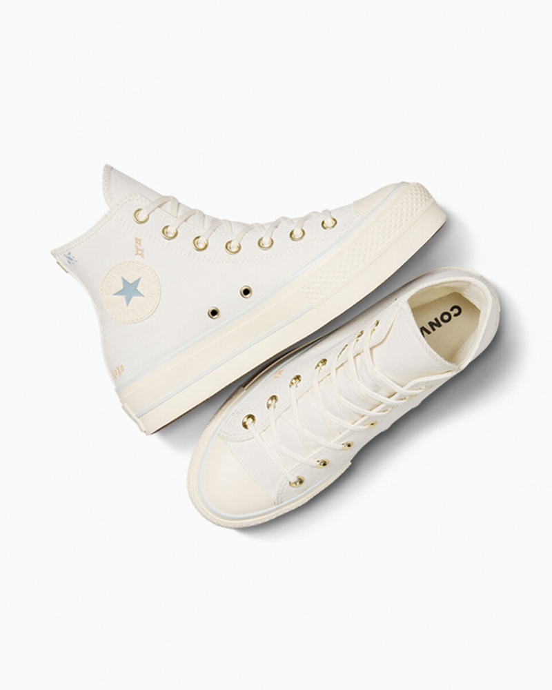 Converse Chuck Taylor All Star Lift Platform Tiny Tattoos Wit Blauw | 539601YCQ