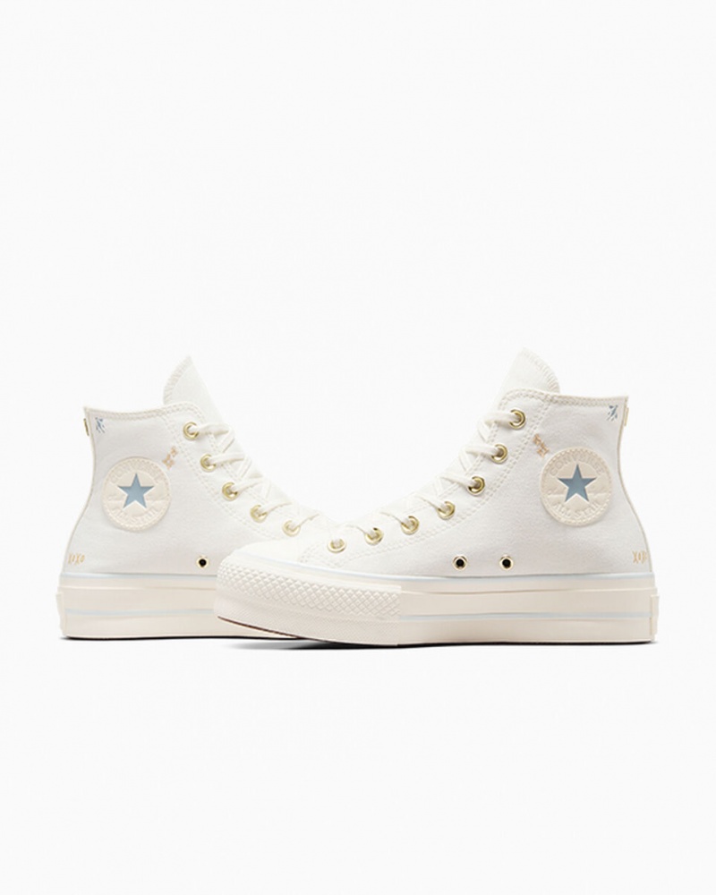 Converse Chuck Taylor All Star Lift Platform Tiny Tattoos Wit Blauw | 539601YCQ