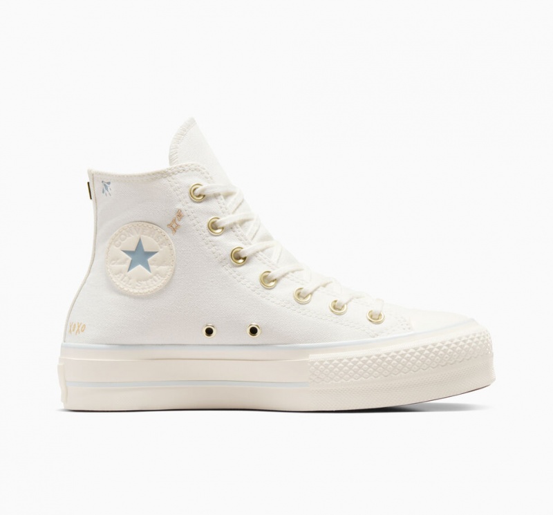 Converse Chuck Taylor All Star Lift Platform Tiny Tattoos Wit Blauw | 539601YCQ