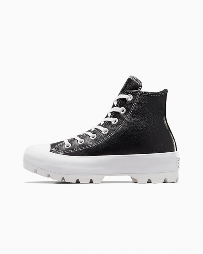 Converse Chuck Taylor All Star Lugged Leren Zwart Wit Wit | 371495TQD