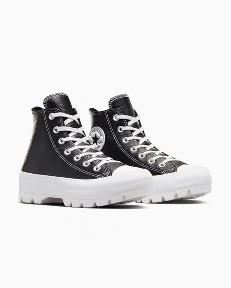 Converse Chuck Taylor All Star Lugged Leren Zwart Wit Wit | 371495TQD