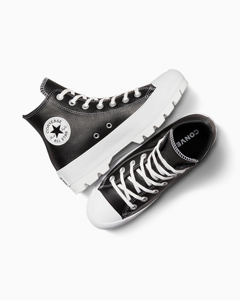 Converse Chuck Taylor All Star Lugged Leren Zwart Wit Wit | 371495TQD