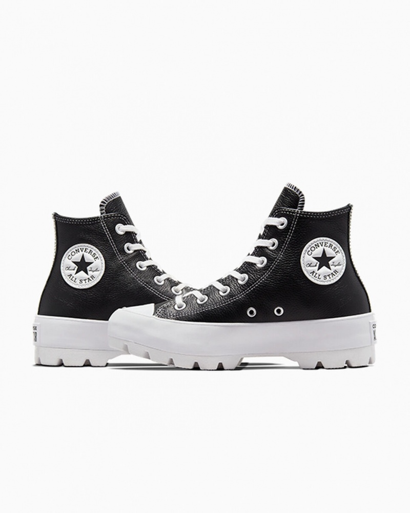 Converse Chuck Taylor All Star Lugged Leren Zwart Wit Wit | 371495TQD