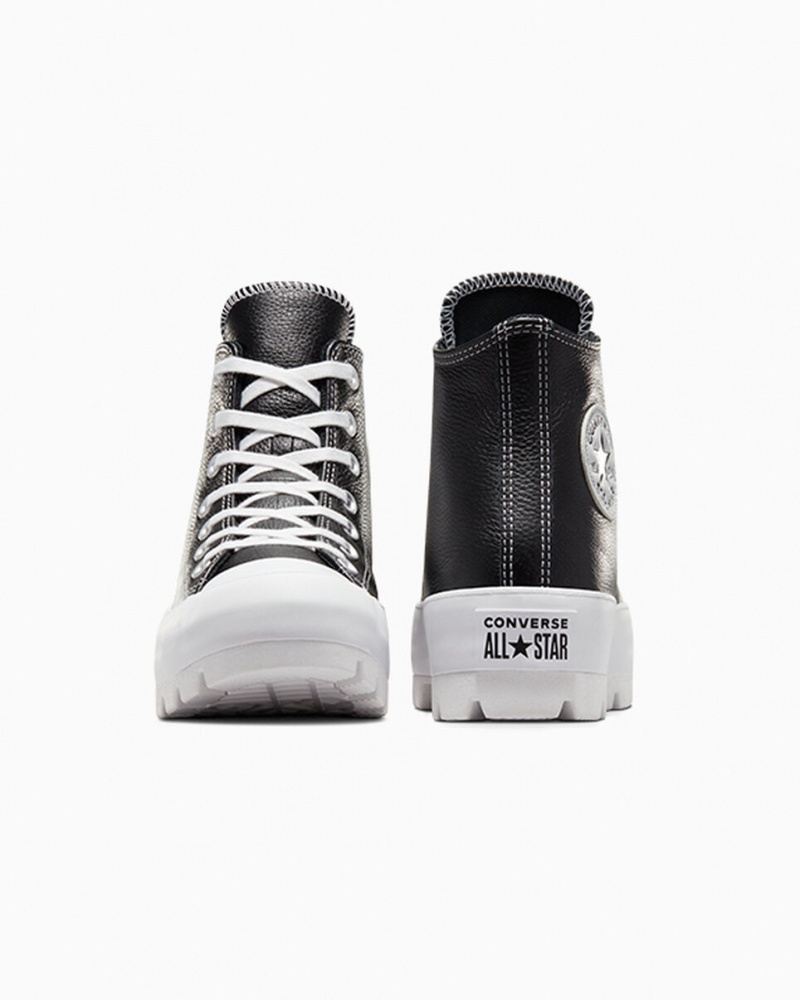 Converse Chuck Taylor All Star Lugged Leren Zwart Wit Wit | 371495TQD