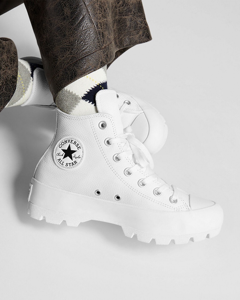 Converse Chuck Taylor All Star Lugged Leren Wit Zwart Wit | 840193JSG