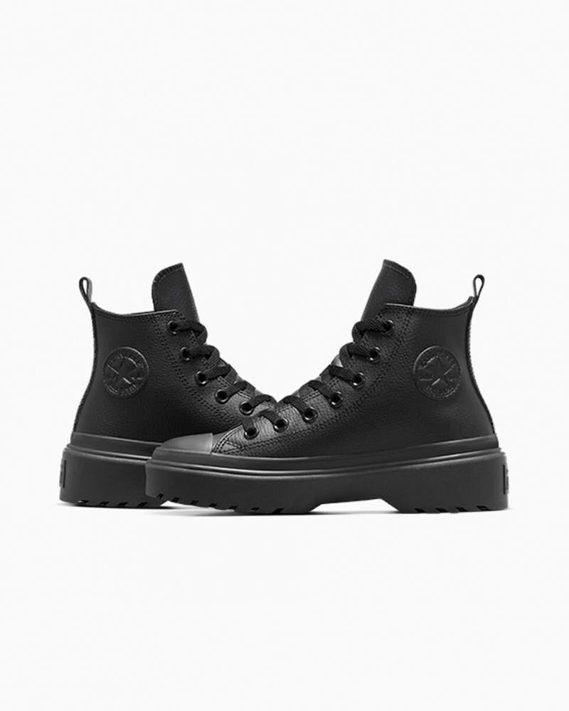 Converse Chuck Taylor All Star Lugged Lift Platform Leren Zwart Zwart Zwart | 390176TBX