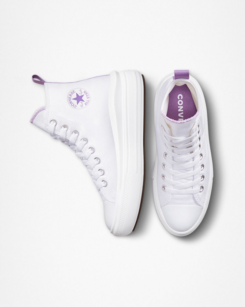 Converse Chuck Taylor All Star Move Platform Wit Paars Wit | 786123CEP