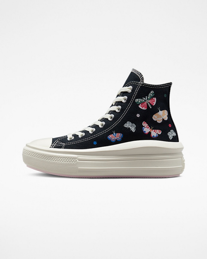 Converse Chuck Taylor All Star Move Platform Butterfly Wings Zwart Roze | 806514XJG