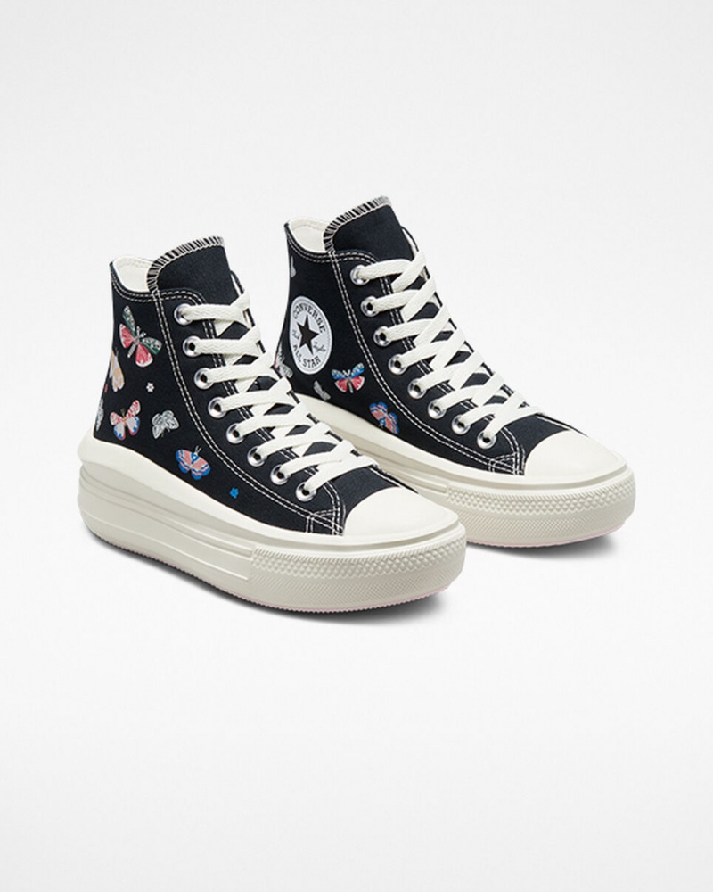 Converse Chuck Taylor All Star Move Platform Butterfly Wings Zwart Roze | 806514XJG