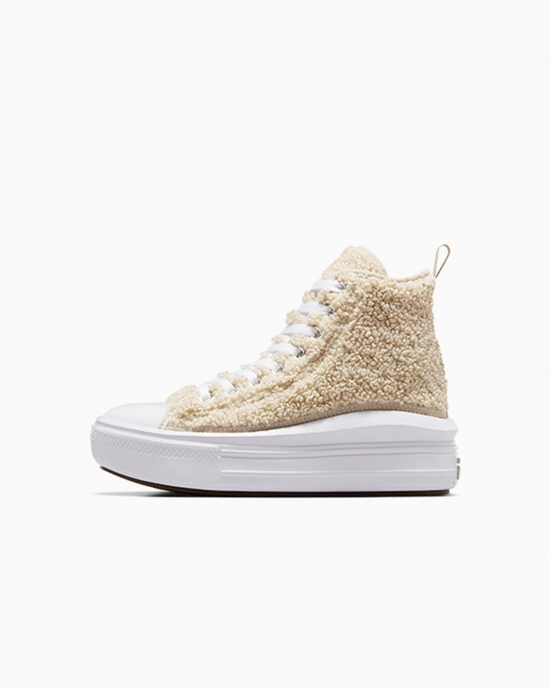 Converse Chuck Taylor All Star Move Platform Sherpa Wit Zwart | 395012UPK