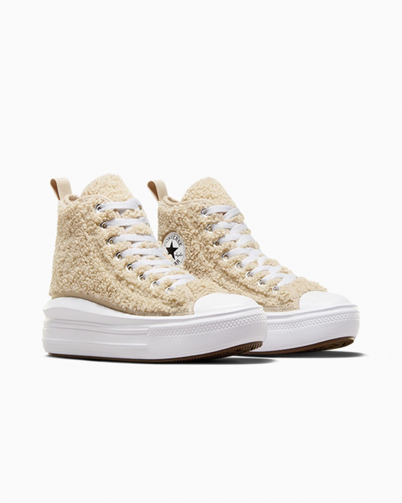 Converse Chuck Taylor All Star Move Platform Sherpa Wit Zwart | 395012UPK