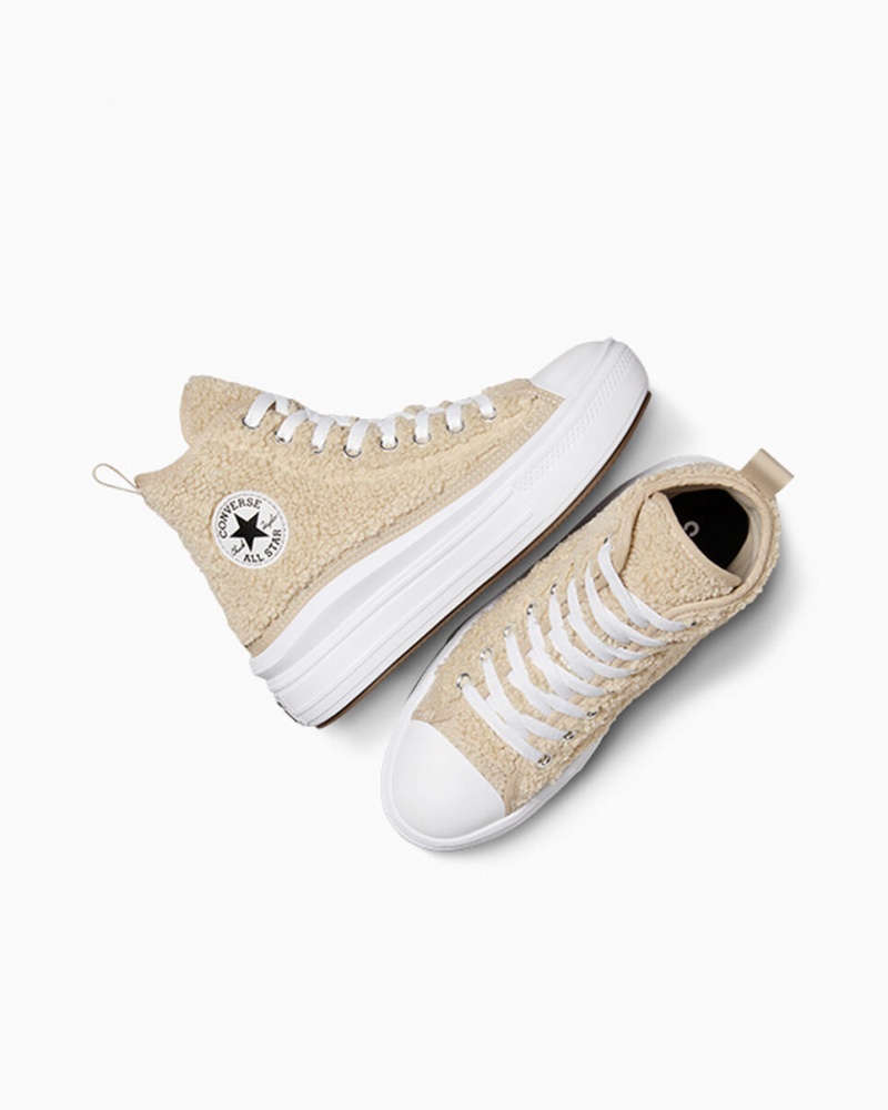 Converse Chuck Taylor All Star Move Platform Sherpa Wit Zwart | 395012UPK