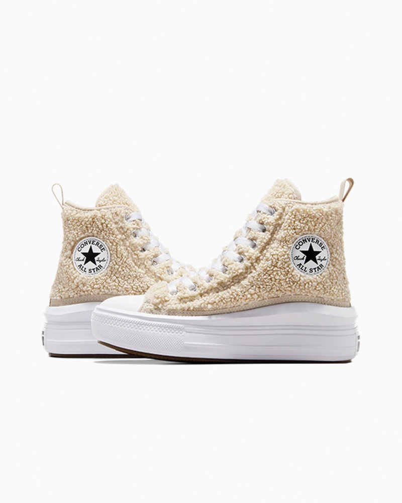 Converse Chuck Taylor All Star Move Platform Sherpa Wit Zwart | 395012UPK