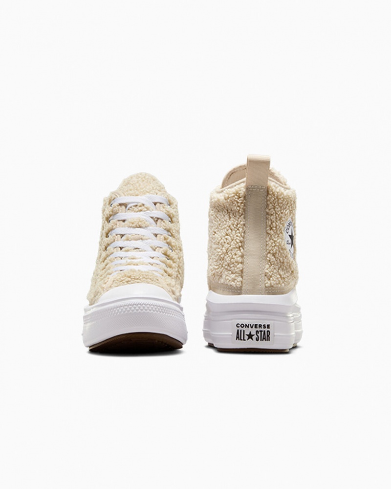 Converse Chuck Taylor All Star Move Platform Sherpa Wit Zwart | 395012UPK