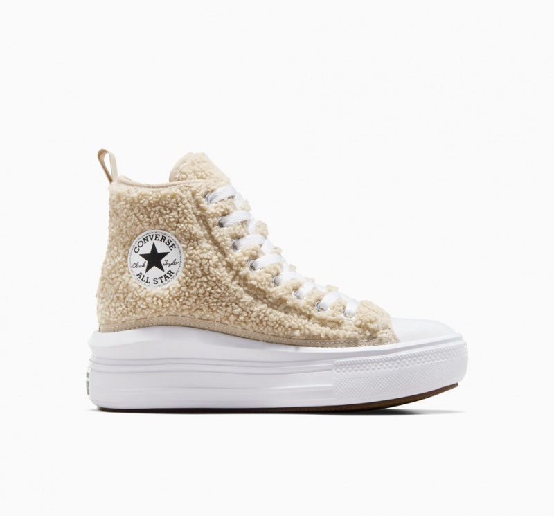 Converse Chuck Taylor All Star Move Platform Sherpa Wit Zwart | 395012UPK