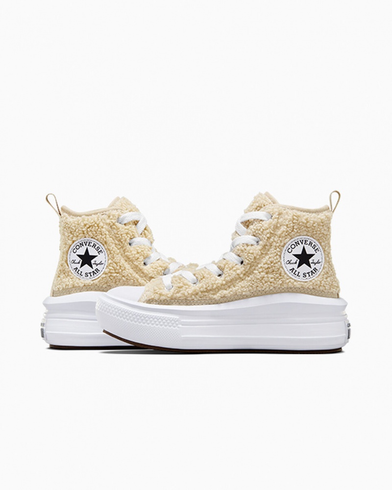 Converse Chuck Taylor All Star Move Platform Sherpa Wit Zwart | 856049HJP