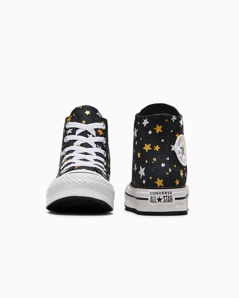 Converse Chuck Taylor All Star Platform Lift Sparkle Zwart Zilver Goud | 685713XOC