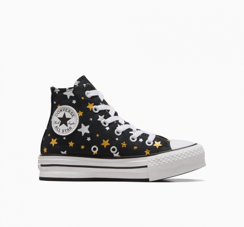 Converse Chuck Taylor All Star Platform Lift Sparkle Zwart Zilver Goud | 685713XOC