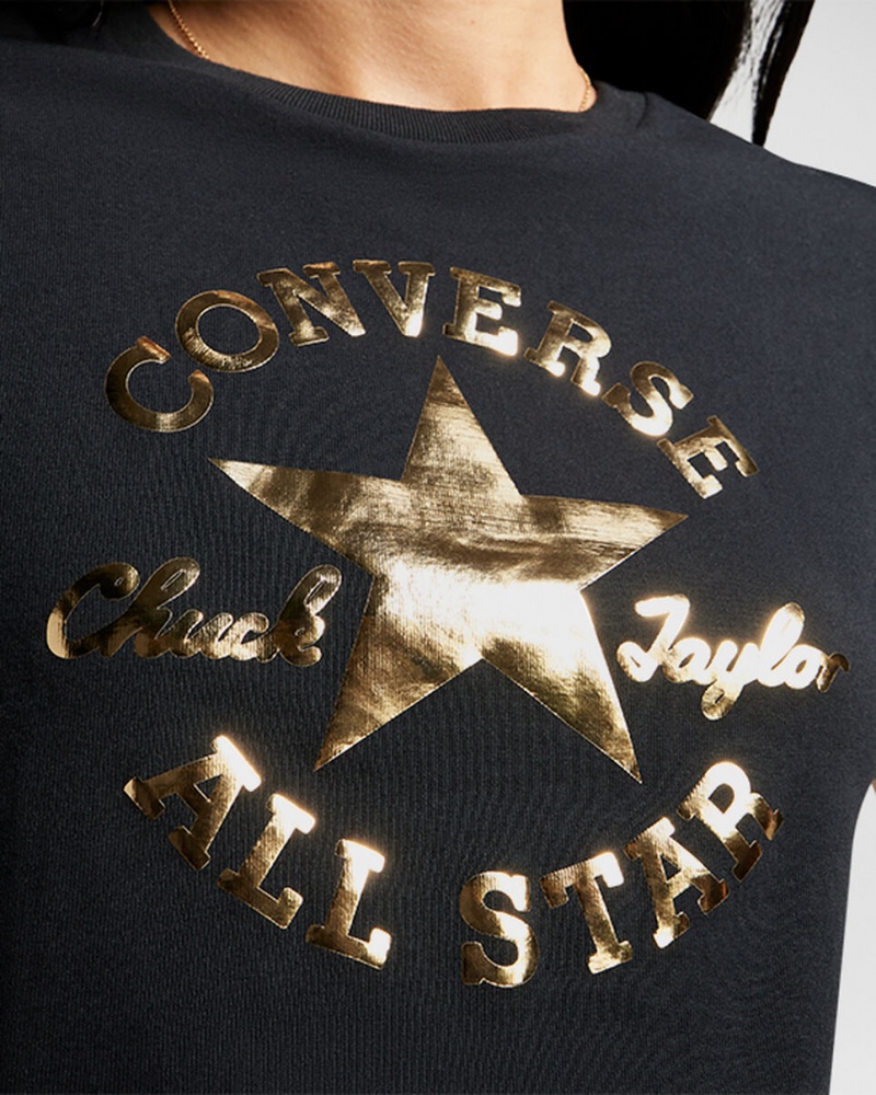 Converse Chuck Taylor Patch Cropped T-Shirt Zwart | 032154WGY